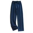 thumbnail image 1 of WEIYLL Mens Pants Spring Summer Thin System Plaid Loose Pajama Navy Trousers Size XL, 1 of 3