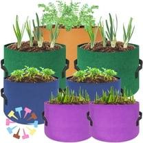 7-Pack Colorful Plant Grow Bags, Thickest Felt Fabric Pots 10 Gallon 7 Gallon 5 Gallon 3 Gallon, Garden Labels Included Potato Grow Bags