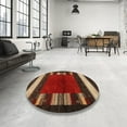 thumbnail image 3 of Ahgly Company Indoor Round Contemporary Sienna Brown Abstract Area Rugs, 8' Round, 3 of 6
