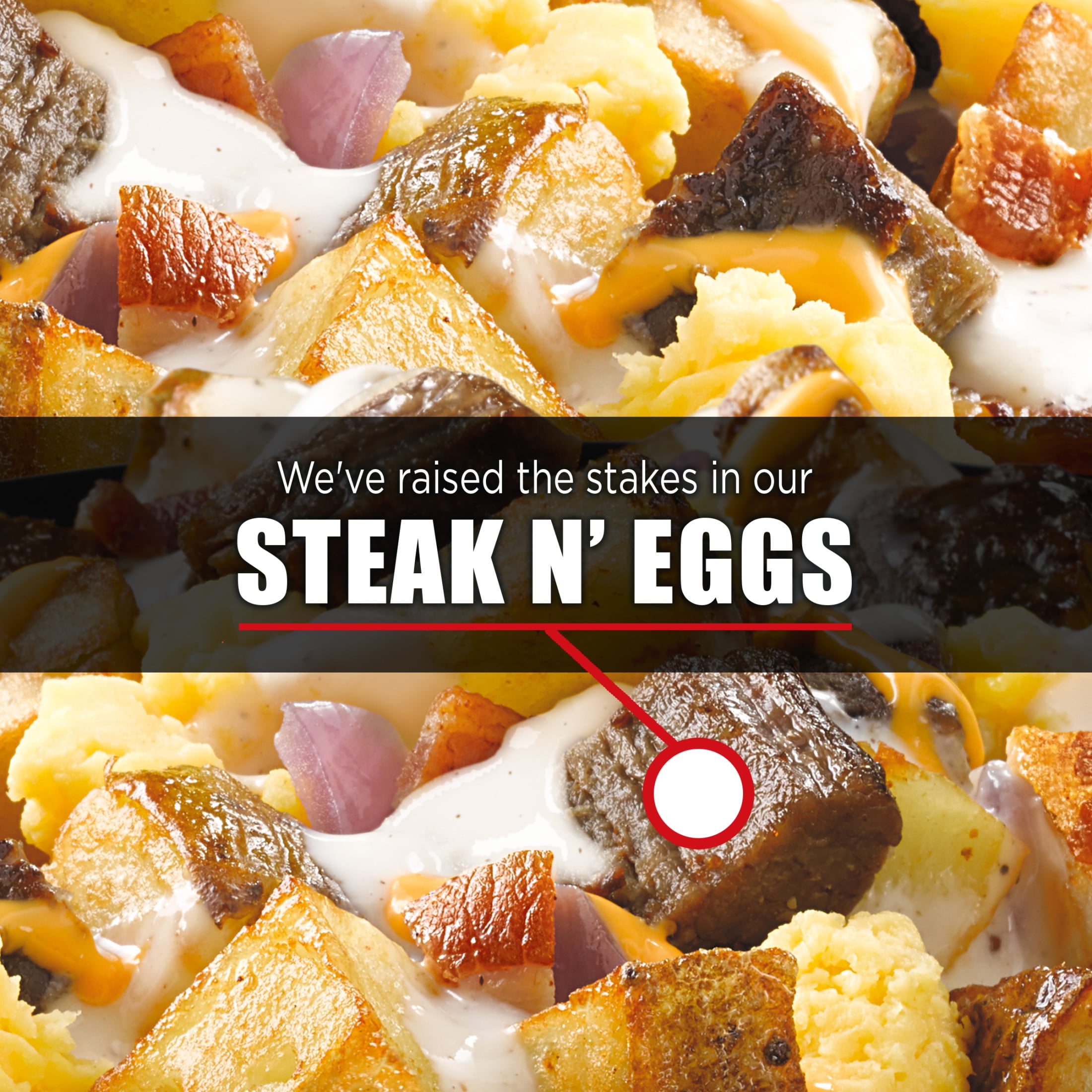 DEVOUR All Day Breakfast Steak N' Eggs with Smoked Bacon, Potatoes, Cheddar Cheese & Creamy Gravy Frozen Meal, 9 oz Box