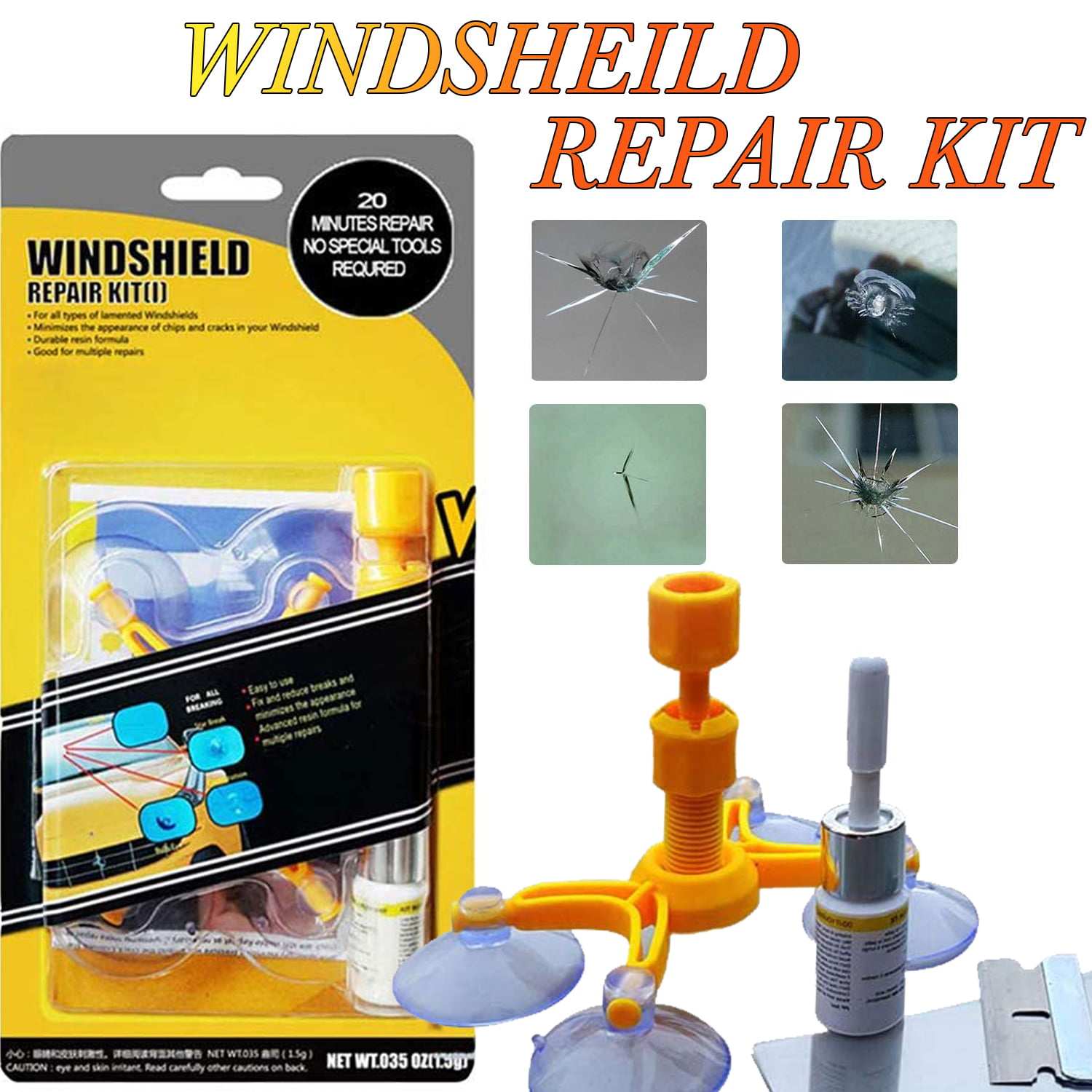 xingxinqi Car Windshield Repair Kit Auto Windshield Repair Tool with Windshield Repair Resin for Auto Glass Windshield Crack Chip Scratch/Chips/Cracks/Bulls-Eyes/Stars