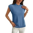 thumbnail image 2 of Women'S Mock Neck Sweaters Vest Business Casual Trendy Tops Fall Outfits Haze Blue S, 2 of 9