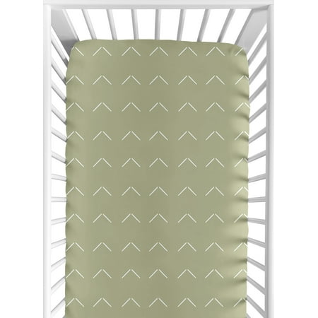 UPC: 0846480089537 | Woodland Arrow Sage and White Fitted Crib Sheet by Sweet Jojo Designs