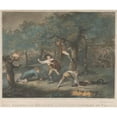 thumbnail image 2 of George Morland 23x20 Black Ornate Framed Double Matted Museum Art Print Titled: Boys Robbing an Orchard (1790), 2 of 5
