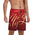 thumbnail image 2 of Honeii Happy New Year2 Print Men's Pajama Sleepwear Shorts - a comfy pajama bottom and lounge short for Relaxed Home Wear-4X-Large, 2 of 6