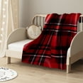 thumbnail image 2 of JEUXUS  Christmas Red Buffalo Plaid Sherpa Throw Blanket, Reversible Super Soft Warm Comfy Fuzzy Snuggle Micro Plush Holiday Throws for Couch Sofa Cabin Decro, 2 of 6