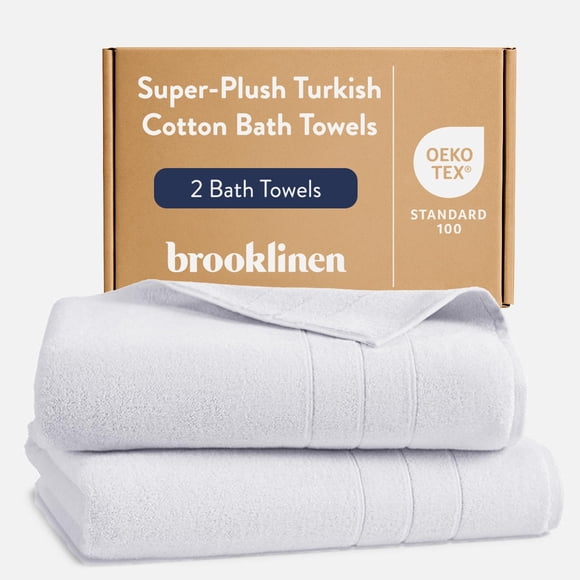 Brooklinen Super-Plush Turkish Cotton Bath Towels - Set of 2 - Cotton, 820 GSM, Highly Absorbent, Machine Washable, Perfect for Home & Bathroom (30"