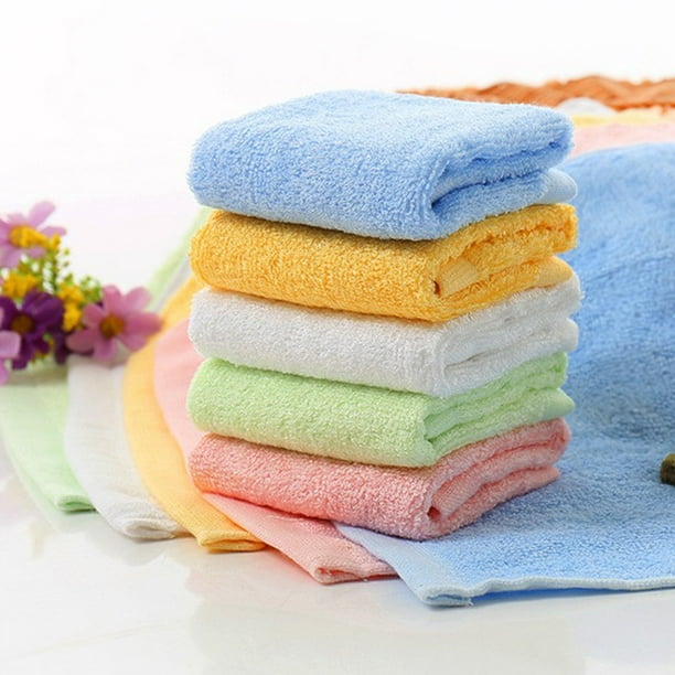 Toallas Faciales de Fibra de Bambú para Bebés y Niños | Toallitas Suaves de Rayón Natural | Toalla Cuadrada de 25 X 25 Cm para Recién Nacidos, Bebés, Baño y Limpieza de Manos | Blanco, Amarillo, Rosa