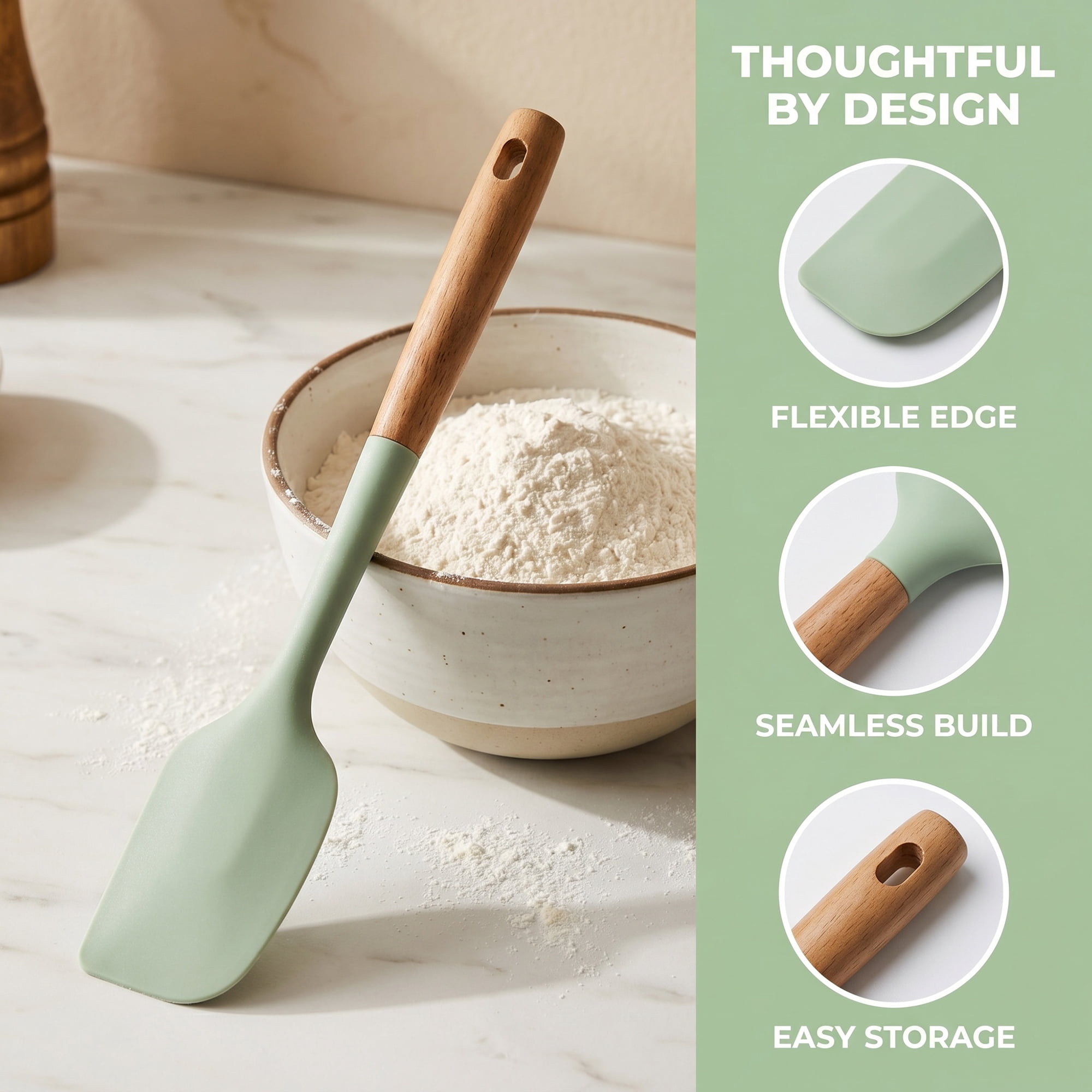 Unique Bargains Silicone Spatula Set, Kitchen Utensils with Tools Green 13.4x2.4x0.8 inch