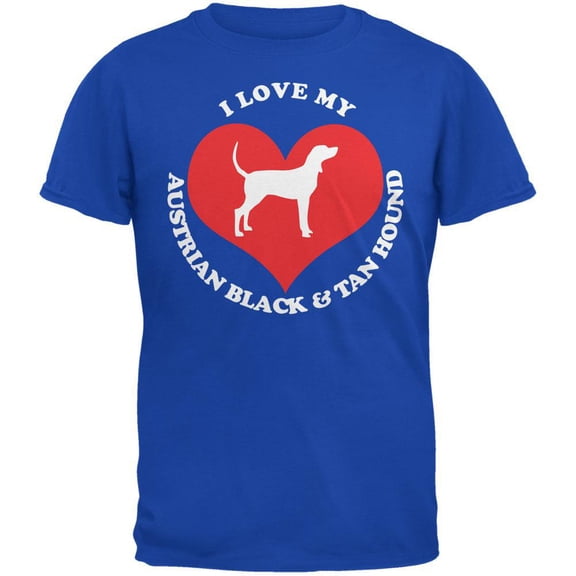 Valentines I Love My Austrian Black & Tan Hound Royal Adult T-Shirt - Small