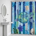 thumbnail image 6 of Ocean Sea Bathroom Shower Curtain, Turtle Nautical Tropical Flowers Retro Stripes Waterproof Washable Soft Bath Curtain for Bathtub Decor with 12 Hooks&Grommet, 72x72 Inch, 6 of 9