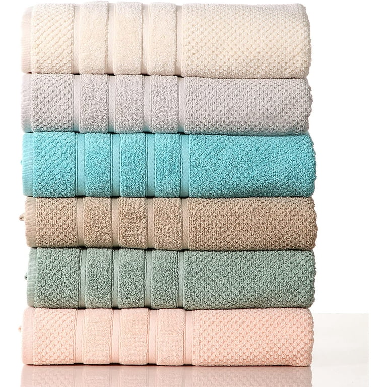 Feather & Stitch 6 Piece Sets of Bathroom Towels - 100% Cotton High Quality  - 650 GSM Hotel Collection Bath Towel Set - 2 Bath Towels, 2 Hand Towels 