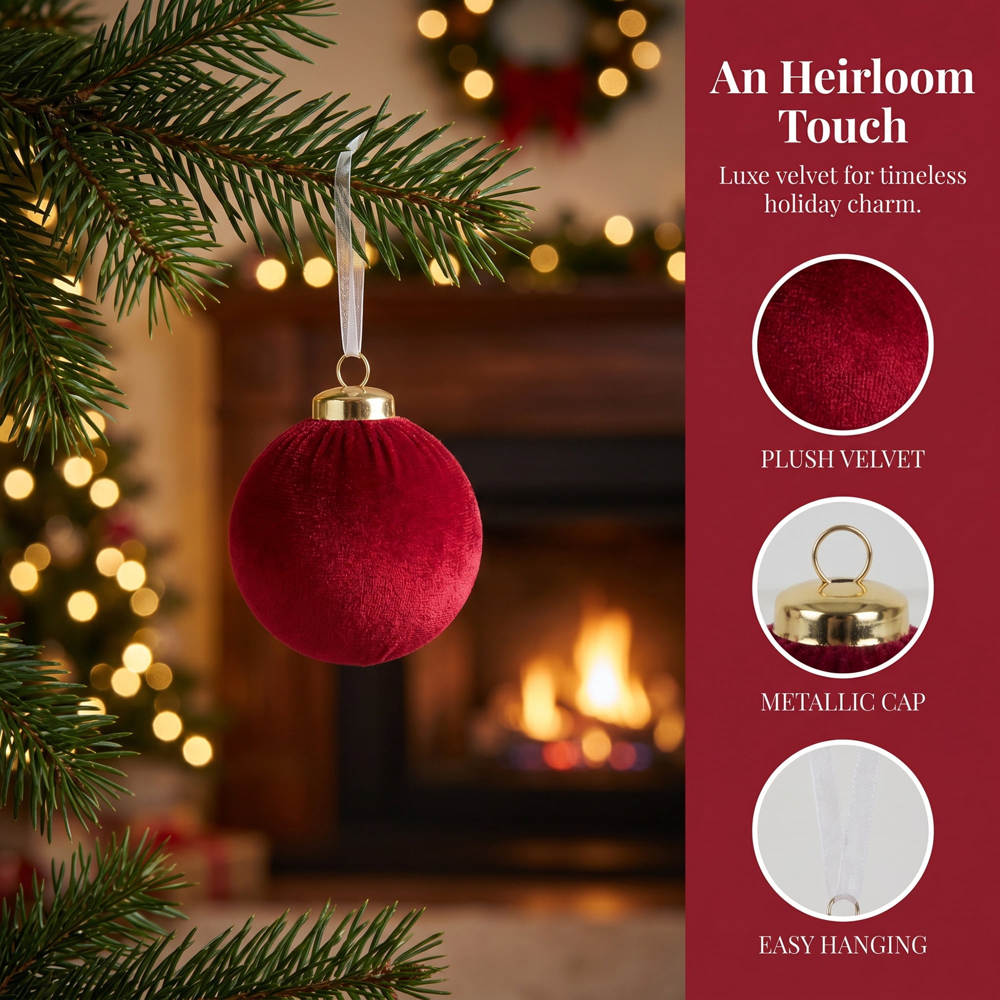 Unique Bargains Velvet Christmas 12 Pack Flocked Sphere Orbs Luxury Ornaments Style B 2.4"