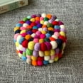 thumbnail image 4 of Drink Coasters, Wool Felt, 4*4in, Poms, Heat Protection, Coasters, Colorful Decor, Handmade, Everyday Use, 1 Pc, 4 of 7