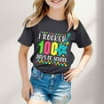 thumbnail image 2 of Boy Girls 100 Days of School Shirt Short Sleeve Tops Round Neck Back School Shirts Relaxed Fit Vacation Tops Pullover Tops,Black,5-6 Years, 2 of 4