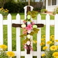 thumbnail image 2 of Easter Cross Wreath – Spring Floral Cross-Shaped Door Decoration with Greenery and Flowers, Religious Wall Hanging for Home, Church or Memorial Display, 2 of 5