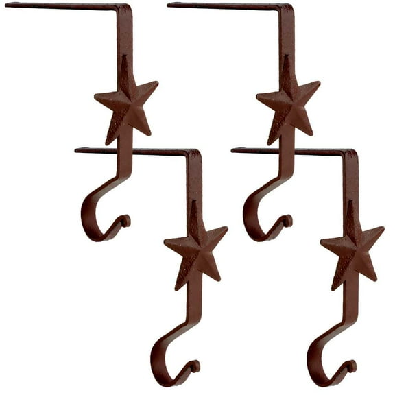 Wrought Iron Christmas Stocking Hanger 6"-Star - Red (Set of 4) by Park Designs