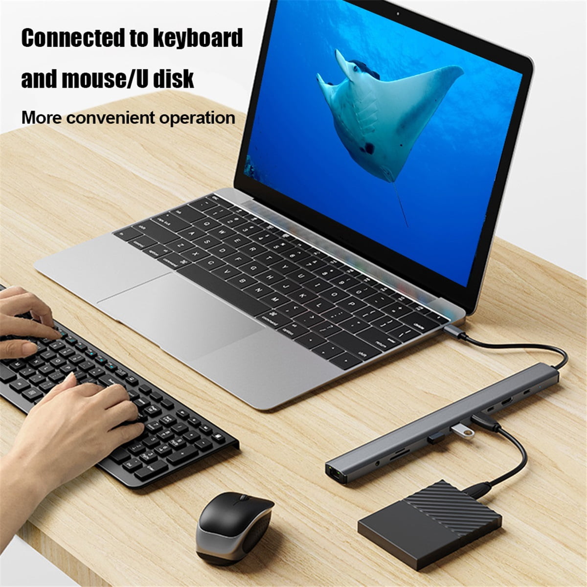 10 in 1 USB C Hub Dock AUX HD-compatible , Laptop Docking Station Folding Tilt Stand Triple Display USB C , 4K, PD 100W, USB 3.0, TF, SD, Audio, RJ45 for MacBook & Windows