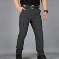 thumbnail image 2 of Fleece Lined Hiking Pants Men Drawstring Elastic Cargo Sweatpants Plus Size Wide Leg Work Outdoor Casual Trousers Pockets, 2 of 4