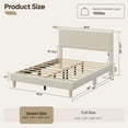 thumbnail image 3 of Bestier Corduroy Upholstered Queen Bed Frame with Adjustable Headboard, Platform Bed Frame with LED Light, Solid Wood Slats, No Box Spring Needed, Off White, 3 of 11