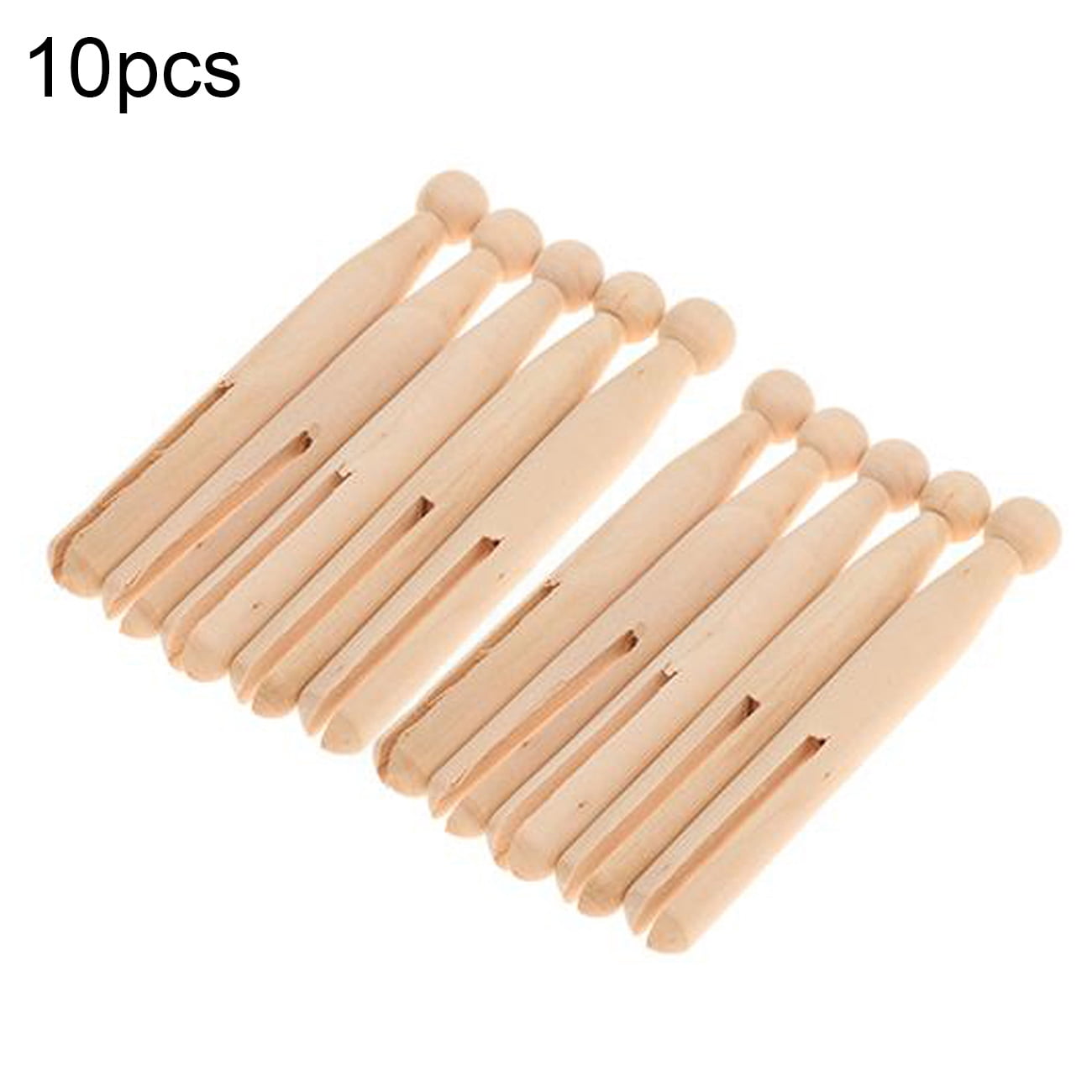 10 PCS Wooden Peg Doll Unfinished Natural Round Wooden Traditional
