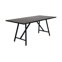 Outdoor Rectangle Dining Table - Eucalyptus Wood Metal Patio Table 8 Seater
