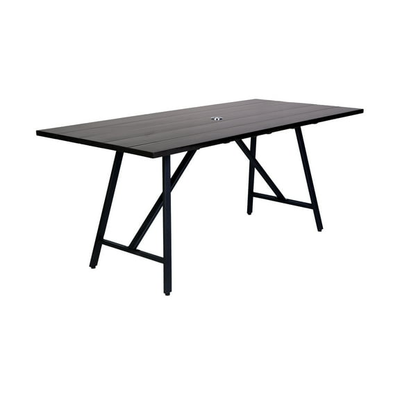 Outdoor Rectangle Dining Table - Eucalyptus Wood Metal Patio Table 8 Seater