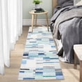 thumbnail image 2 of Haperlare Runner Rug Checkered Rug Modern Geometric Rugs for Living Room Bedroom Boho Office Rug Washable Contemporary Abstract Rug, 2' x 6' Blue, 2 of 7