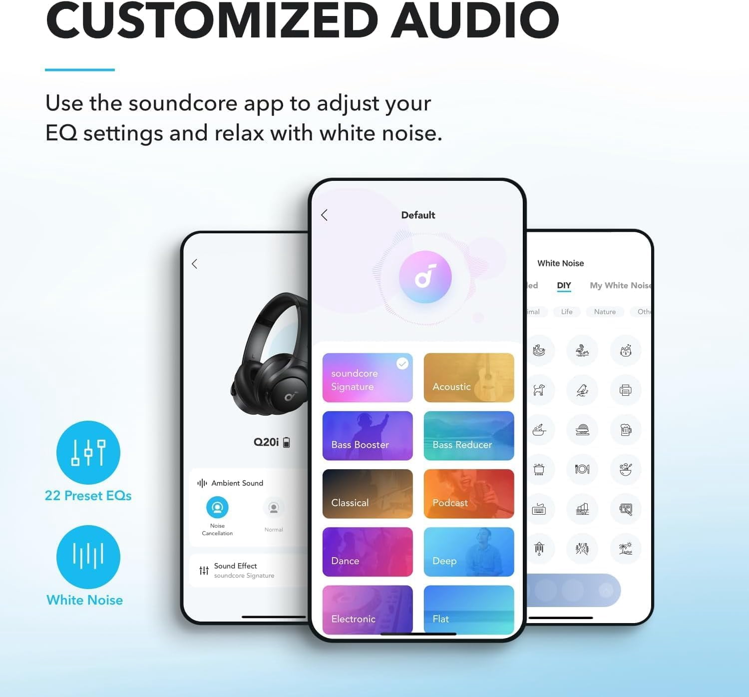 Pre-Owned Soundcore Q20i Wireless Over-Ear Headphones 40H Long ANC Play Big Bass NIB