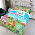 thumbnail image 3 of Osos de Té de Tea Town Conjunto de sábanas temático, trío de piezas, cómodo y amigable con la piel, diseño único, regalo de decoración para el hogar para familiares, amigos y fans,135cm *200cm, 3 of 6