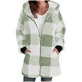 thumbnail image 2 of SDNall Women's Plaid Sherpa Jacket, Hooded Zipper Front Coat with Pockets for Casual Winter Wear, 2 of 8
