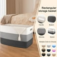 thumbnail image 4 of 108L Super Large Blanket Basket, 25”x16”x16” Rectangle Woven Baskets for Storage, Cotton Rope Basket For Living Room, Toy Storage with Handle- Gradient Dark Grey, 4 of 13