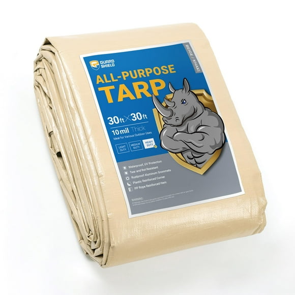Lona GUARD SHIELD de 9 x 9 m, resistente al agua, 10 mm, color beige
