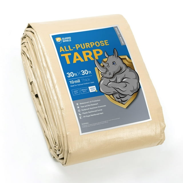 Lona GUARD SHIELD de 9 x 9 m, resistente al agua, 10 mm, color beige