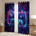 thumbnail image 2 of Homewish Navy Fuchsia Gamepad Curtains Pack of 2 (42x84 Each), Chic Square Abstract Stripe Curtains Blackout, Teens Kids Boys Men Bedroom Curtains, Black Out Curtains Room Decor, 2 of 6