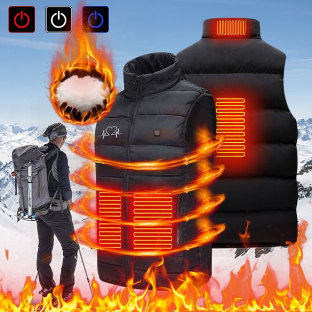 Chaquetas y abrigos casuales sin mangas y sin capucha con calefacción inteligente por USB, a temperatura constante, resistentes al viento, de talla grande, para hombre y mujer, de invierno, 4 unidades