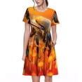 thumbnail image 1 of Balery Honeybee On Vibrant Flower Vestidos sueltos de manga corta para mujer, vestidos de verano 2025, vestidos casuales de corte A con vuelo., 1 of 6