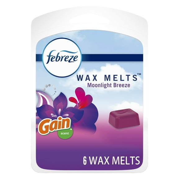 Febreze Odor-Fighting Wax Melts Air Freshener Refills with Gain, Moonlight Breeze, 6 count
