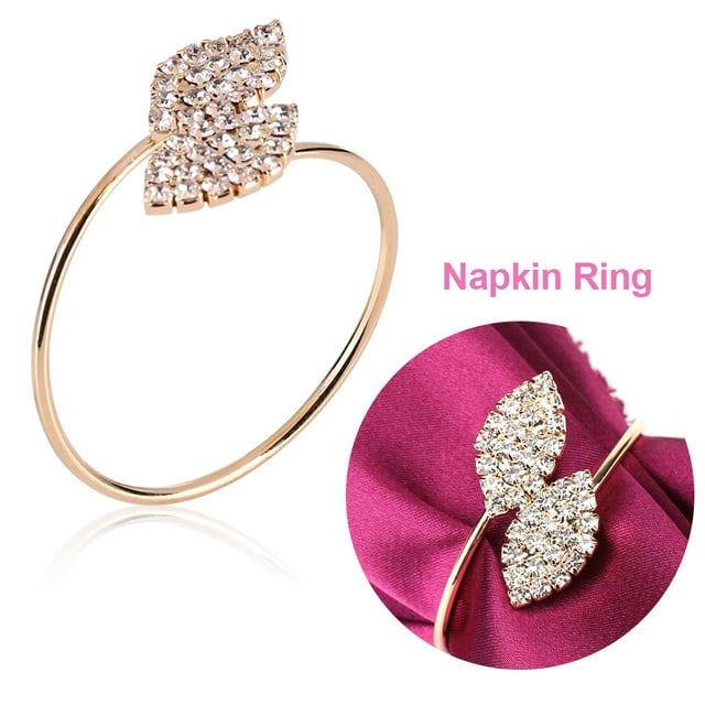Cergrey 12Pcs Rhinestone Napkin Ring Set Handmade Buckle Holder Wedding Dinner Decoration, Dinner Napkin Ring, Wedding Napkin Ring