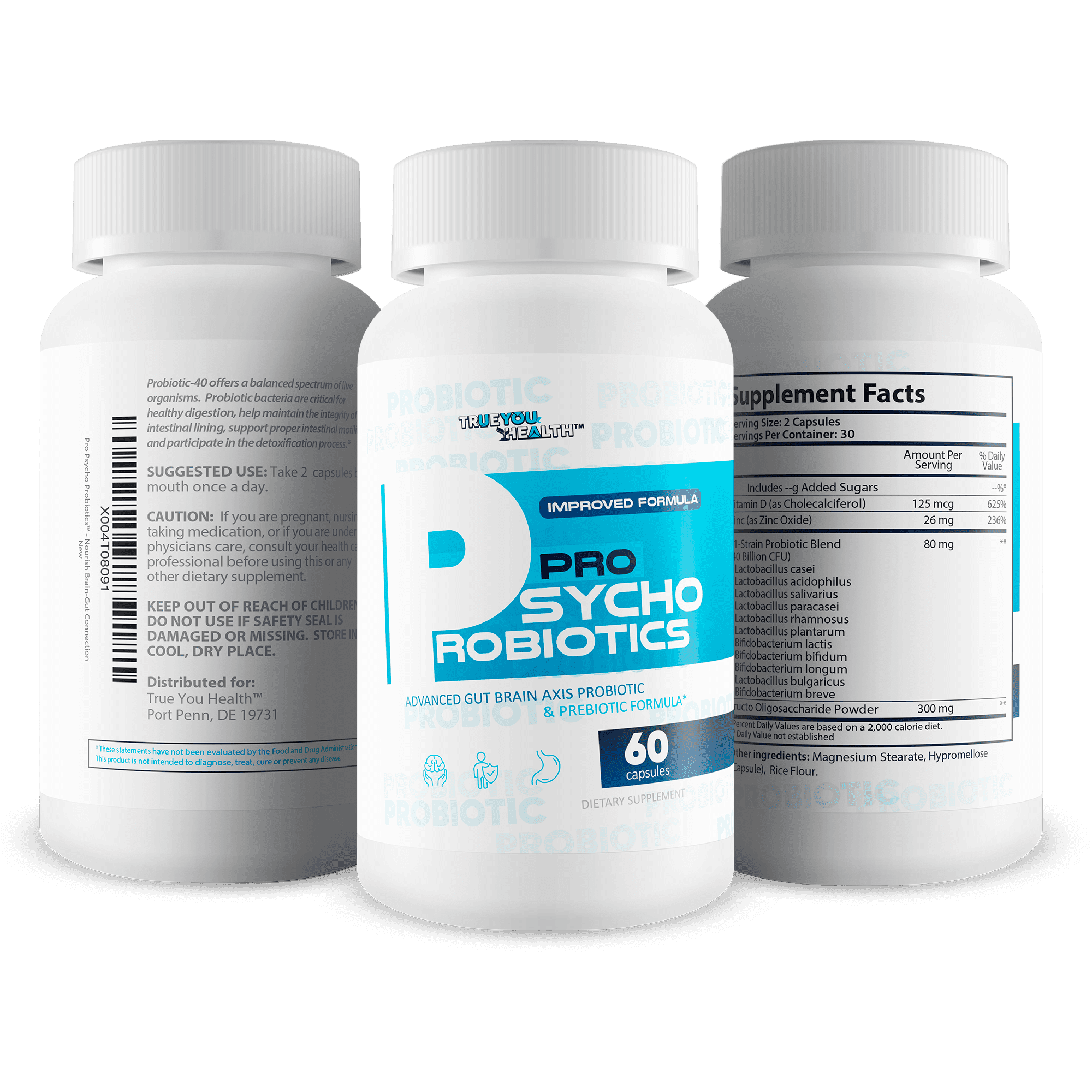 Pro Psycho Probiotics - Our Best Mood Supplement & Gut Brain Axis Supplement - Happy Brain Probiotics with Vitamin D - Happy Mood Pills for Women Men Psychobiotics Probiotic Mental Health Supplements
