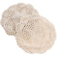 thumbnail image 1 of Conjunto de 12 tapetes de ganchillo estampado floral - De algodón, antideslizante - Beige - Para café, bebidas, taza JFHHH pequeña, 1 of 5