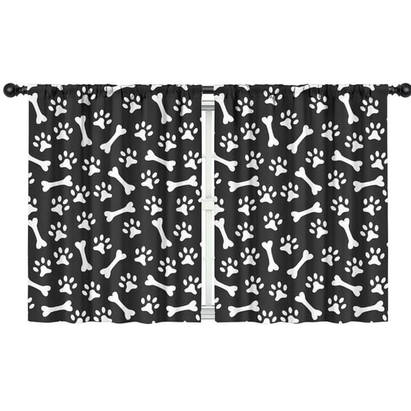 Blackout Kids Curtains,Paw Prints and Bones Childrens Insulated Curtains Set Of 2,Bedroom Essentials,Toddler Room Decor 42x54in(106x137cm)