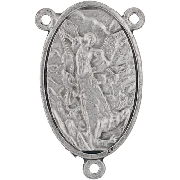 VILLAGE GIFT IMPORTERS Saint Michael the Archangel Medal | Rosary Center Piece | Hail Holy Queen Prayer | Ruega por Nosotros (Pray for Us) | DIY Catholic Craft Supplies | Made in Italy, Non-Precious
