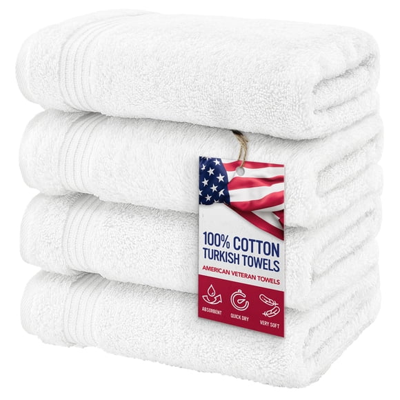 Toalla de mano American Veteran Towel, 100% algodón, juego de 4