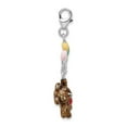 thumbnail image 2 of Amore La Vita  Sterling Silver Rhodium-plated Polished 3-D Enameled Bear Holding Balloons Charm with Fancy Lobster Clasp, 2 of 3