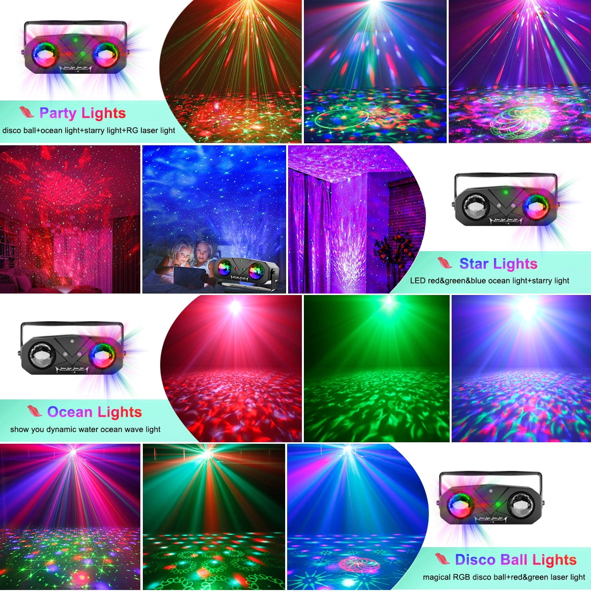 Disco Ball Party Lights Disco Light DJ Lights Sound Activated with Remote Control Black ABS Stage Lights for Party Club Bar KTV Holiday Dance Christmas Birthday Home Decoration
