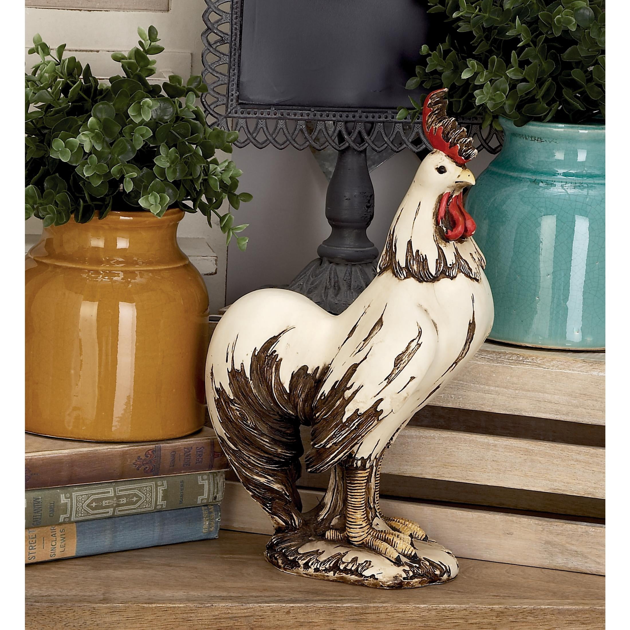DecMode 15" Indoor Outdoor Rooster Garden Sculpture