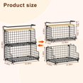 thumbnail image 2 of 3-Tier Stackable Snack Organizer with Pine Wood Top-Trapezoid Metal Wire Basket, Countertop & Wall Mounted Snack Holder for Kitchen Pantry Cabinet, Muti-functional Food Fruit Stoarge, Black, 2 of 18