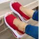 thumbnail image 1 of Xiao Hua Sandalias de verano para mujer, sandalias de suela gruesa, cuña, hebilla en el tobillo, sandalias ortopédicas (rojas), 1 of 5