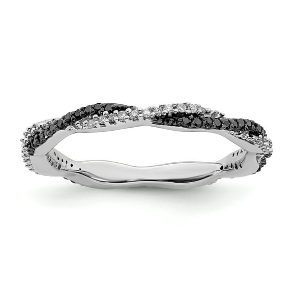 Black/White Diamond Sterling Silver Polished Ring